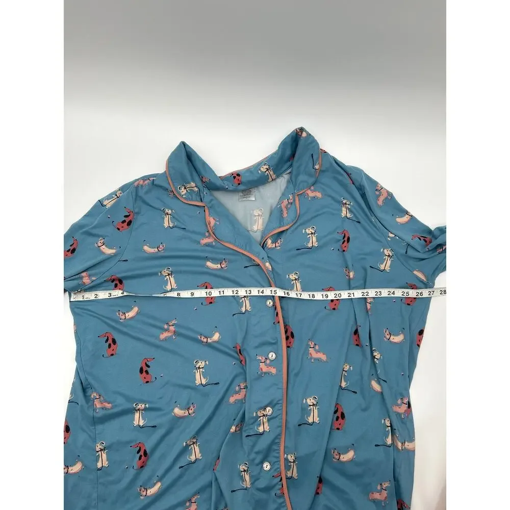 Nite Nite by Munkie Munkie 2X Blue Dog Print Pajama Set Soft Stretch PJ Set